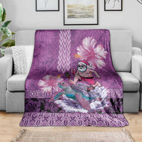 Hawaii Mele Kalikimaka Blanket Funny Santa with Tribal Tattoos Kakau Purple Color - Polynesian Pride
