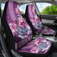 Hawaii Mele Kalikimaka Car Seat Cover Funny Santa with Tribal Tattoos Kakau Purple Color - Polynesian Pride