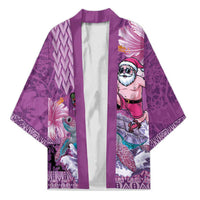 Hawaii Mele Kalikimaka Kimono Funny Santa with Tribal Tattoos Kakau Purple Color - Polynesian Pride