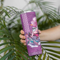 Hawaii Mele Kalikimaka Skinny Tumbler Funny Santa with Tribal Tattoos Kakau Purple Color - Polynesian Pride