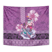 Hawaii Mele Kalikimaka Tapestry Funny Santa with Tribal Tattoos Kakau Purple Color - Polynesian Pride