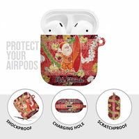 Hawaii Santa Mele Kalikimaka AirPods Case Tropical Puakenikeni Lei with Polynesian Tribal Pattern LT03 - Polynesian Pride