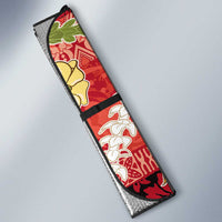 Hawaii Santa Mele Kalikimaka Auto Sun Shade Tropical Puakenikeni Lei with Polynesian Tribal Pattern - Polynesian Pride