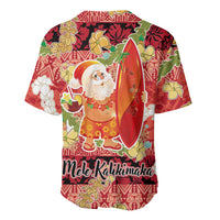 Hawaii Santa Mele Kalikimaka Baseball Jersey Tropical Puakenikeni Lei with Polynesian Tribal Pattern LT03 - Polynesian Pride