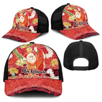 Hawaii Santa Mele Kalikimaka Baseball Net Cap Tropical Puakenikeni Lei with Polynesian Tribal Pattern LT03 - Polynesian Pride