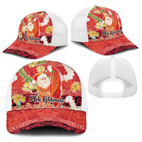 Hawaii Santa Mele Kalikimaka Baseball Net Cap Tropical Puakenikeni Lei with Polynesian Tribal Pattern LT03 - Polynesian Pride