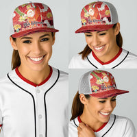 Hawaii Santa Mele Kalikimaka Baseball Net Cap Tropical Puakenikeni Lei with Polynesian Tribal Pattern LT03 - Polynesian Pride
