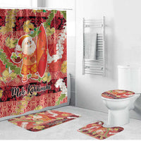 Hawaii Santa Mele Kalikimaka Bathroom Set Tropical Puakenikeni Lei with Polynesian Tribal Pattern - Polynesian Pride