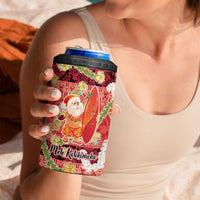 Hawaii Santa Mele Kalikimaka 4 in 1 Can Cooler Tumbler Tropical Puakenikeni Lei with Polynesian Tribal Pattern - Polynesian Pride