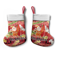 Hawaii Santa Mele Kalikimaka Christmas Stocking Tropical Puakenikeni Lei with Polynesian Tribal Pattern - Polynesian Pride