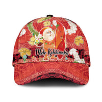 Hawaii Santa Mele Kalikimaka Classic Cap Tropical Puakenikeni Lei with Polynesian Tribal Pattern LT03 Universal Fit Red - Polynesian Pride