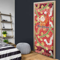 Hawaii Santa Mele Kalikimaka Door Cover Tropical Puakenikeni Lei with Polynesian Tribal Pattern - Polynesian Pride