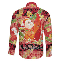 Hawaii Santa Mele Kalikimaka Family Matching Off Shoulder Maxi Dress and Hawaiian Shirt Tropical Puakenikeni Lei with Polynesian Tribal Pattern - Polynesian Pride