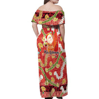 Hawaii Santa Mele Kalikimaka Family Matching Off Shoulder Maxi Dress and Hawaiian Shirt Tropical Puakenikeni Lei with Polynesian Tribal Pattern - Polynesian Pride