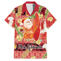 Hawaii Santa Mele Kalikimaka Family Matching Puletasi and Hawaiian Shirt Tropical Puakenikeni Lei with Polynesian Tribal Pattern - Polynesian Pride