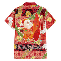 Hawaii Santa Mele Kalikimaka Family Matching Puletasi and Hawaiian Shirt Tropical Puakenikeni Lei with Polynesian Tribal Pattern - Polynesian Pride