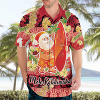 Hawaii Santa Mele Kalikimaka Hawaiian Shirt Tropical Puakenikeni Lei with Polynesian Tribal Pattern - Polynesian Pride