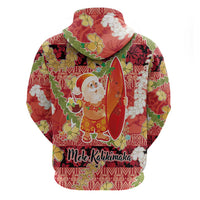 Hawaii Santa Mele Kalikimaka Hoodie Tropical Puakenikeni Lei with Polynesian Tribal Pattern - Polynesian Pride