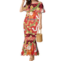 Hawaii Santa Mele Kalikimaka Mermaid Dress Tropical Puakenikeni Lei with Polynesian Tribal Pattern - Polynesian Pride