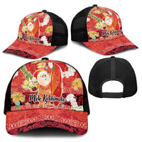 Hawaii Santa Mele Kalikimaka Mesh Trucker Cap Tropical Puakenikeni Lei with Polynesian Tribal Pattern - Polynesian Pride