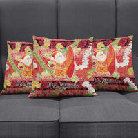 Hawaii Santa Mele Kalikimaka Pillow Cover Tropical Puakenikeni Lei with Polynesian Tribal Pattern - Polynesian Pride