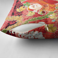 Hawaii Santa Mele Kalikimaka Pillow Cover Tropical Puakenikeni Lei with Polynesian Tribal Pattern - Polynesian Pride