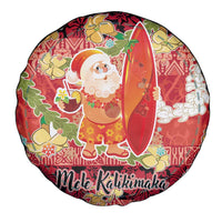 Hawaii Santa Mele Kalikimaka Spare Tire Cover Tropical Puakenikeni Lei with Polynesian Tribal Pattern - Polynesian Pride
