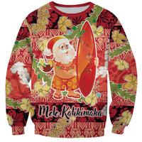 Hawaii Santa Mele Kalikimaka Sweatshirt Tropical Puakenikeni Lei with Polynesian Tribal Pattern - Polynesian Pride