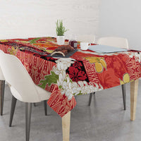 Hawaii Santa Mele Kalikimaka Tablecloth Tropical Puakenikeni Lei with Polynesian Tribal Pattern - Polynesian Pride