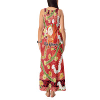 Hawaii Santa Mele Kalikimaka Tank Maxi Dress Tropical Puakenikeni Lei with Polynesian Tribal Pattern - Polynesian Pride