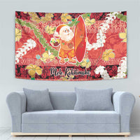 Hawaii Santa Mele Kalikimaka Tapestry Tropical Puakenikeni Lei with Polynesian Tribal Pattern - Polynesian Pride