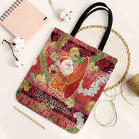 Hawaii Santa Mele Kalikimaka Tote Bag Tropical Puakenikeni Lei with Polynesian Tribal Pattern - Polynesian Pride