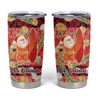Hawaii Santa Mele Kalikimaka Tumbler Cup Tropical Puakenikeni Lei with Polynesian Tribal Pattern - Polynesian Pride