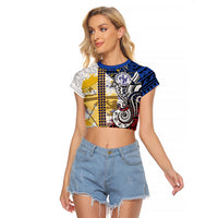 Hawaii Lutheran High School Raglan Cropped T Shirt Kakau Pattern Splash Style LT03 Female Red - Polynesian Pride