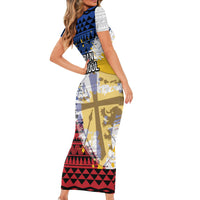 Hawaii Lutheran High School Short Sleeve Bodycon Dress Kakau Pattern Splash Style LT03 - Polynesian Pride