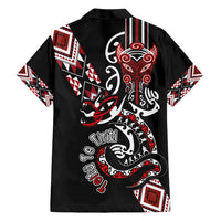 Aotearoa Toitu Te Tiriti-Honour the Treaty Family Matching Off Shoulder Short Dress and Hawaiian Shirt Maori Taniwha Haka with Taniko and Tukutuku