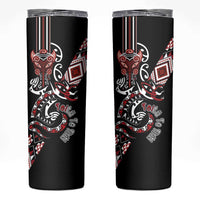 Aotearoa Toitu Te Tiriti-Honour the Treaty Skinny Tumbler Maori Taniwha Haka with Taniko and Tukutuku