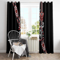 Aotearoa Toitu Te Tiriti-Honour the Treaty Window Curtain Maori Taniwha Haka with Taniko and Tukutuku