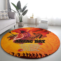 Australia and New Zealand ANZAC Day Round Carpet Soldiers Memories - Red Poppies with Aboriginal and Maori Art