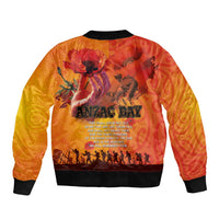 Australia and New Zealand ANZAC Day Sleeve Zip Bomber Jacket Soldiers Memories - Red Poppies with Aboriginal and Maori Art