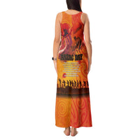 Australia and New Zealand ANZAC Day Tank Maxi Dress Soldiers Memories - Red Poppies with Aboriginal and Maori Art