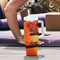 Australia and New Zealand ANZAC Day Tumbler With Handle Soldiers Memories - Red Poppies with Aboriginal and Maori Art