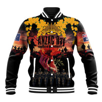 Australia ANZAC Day Baseball Jacket Forever in My Thoughts LT03 Unisex Black - Polynesian Pride