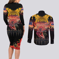 Australia ANZAC Day Couples Matching Long Sleeve Bodycon Dress and Long Sleeve Button Shirt Forever in My Thoughts LT03 - Polynesian Pride