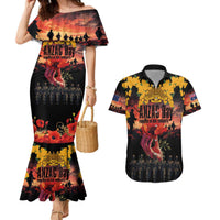 Australia ANZAC Day Couples Matching Mermaid Dress and Hawaiian Shirt Forever in My Thoughts LT03 Black - Polynesian Pride