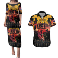 Australia ANZAC Day Couples Matching Puletasi and Hawaiian Shirt Forever in My Thoughts LT03 Black - Polynesian Pride