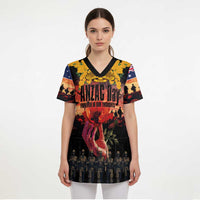 Australia ANZAC Day Scrub Top Forever in My Thoughts - Polynesian Pride