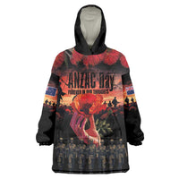 New Zealand ANZAC Day Wearable Blanket Hoodie Forever in My Thoughts LT03 One Size Black - Polynesian Pride