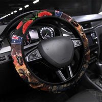 Australia and New Zealand ANZAC Day Steering Wheel Cover Kangaroo and Kiwi Bird Soldier - Forever in My Thoughts