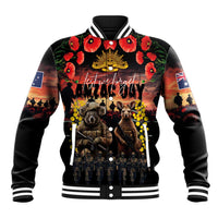 Australia ANZAC Day Baseball Jacket Kangaroo and Koala Soldier - Forever in My Thoughts LT03 Unisex Black - Polynesian Pride